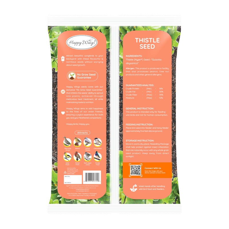Happy Wings Nyjer/Thistle Seeds Wild Bird Food - 10 Pounds I No Grow Seed I Bird Seed for Wild Birds - Image 3